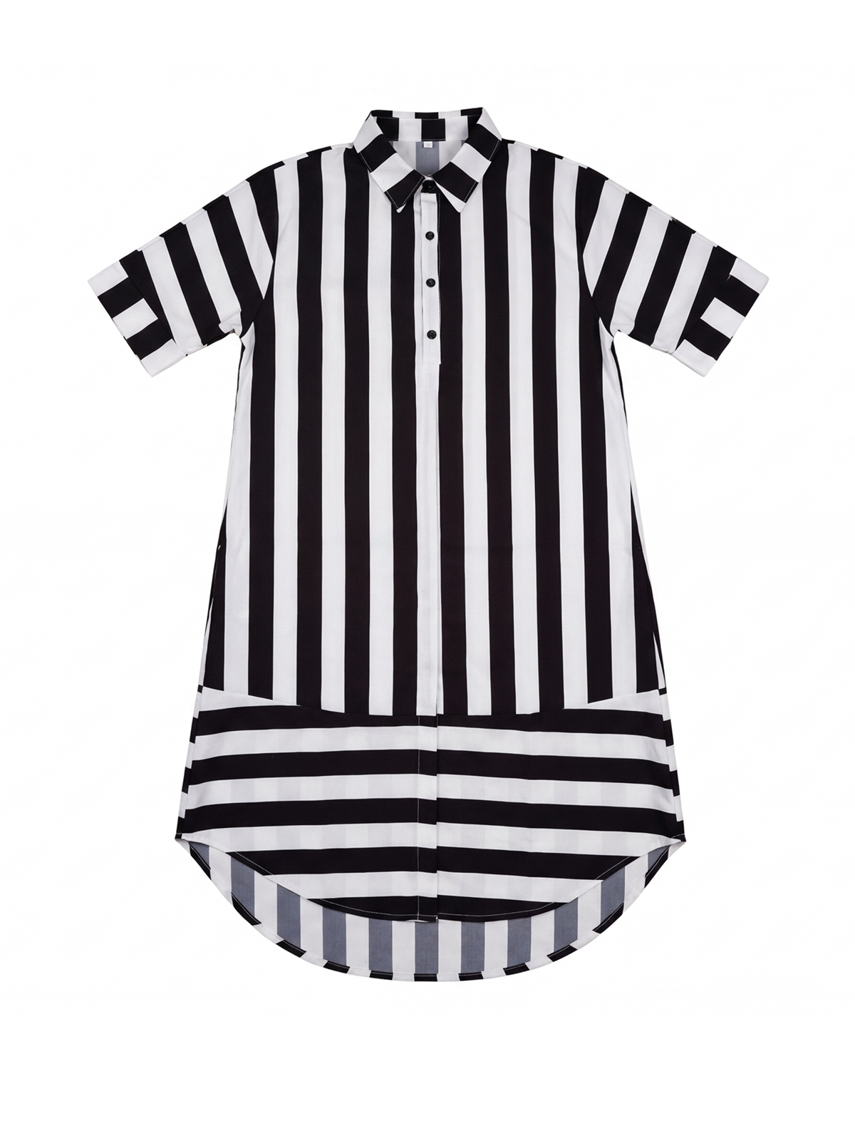 Striped Lapel Shirt Dress