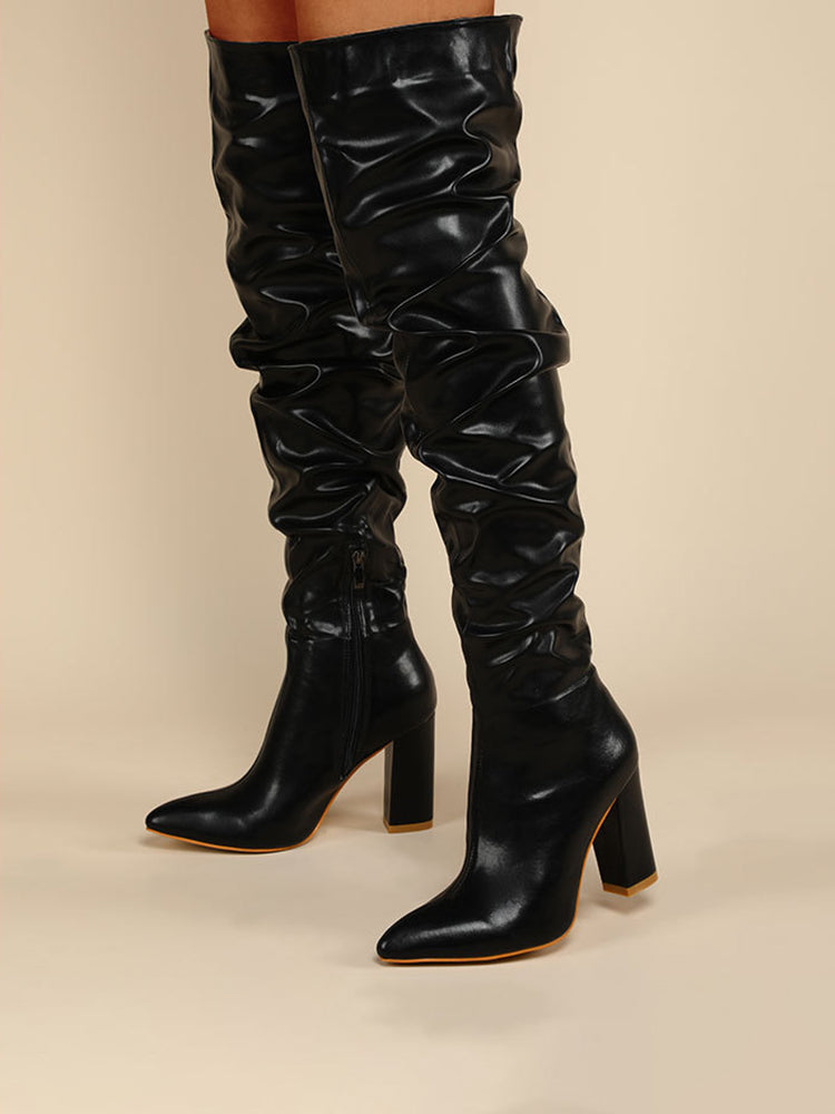 Chunky Heel Over-the-Knee Boots