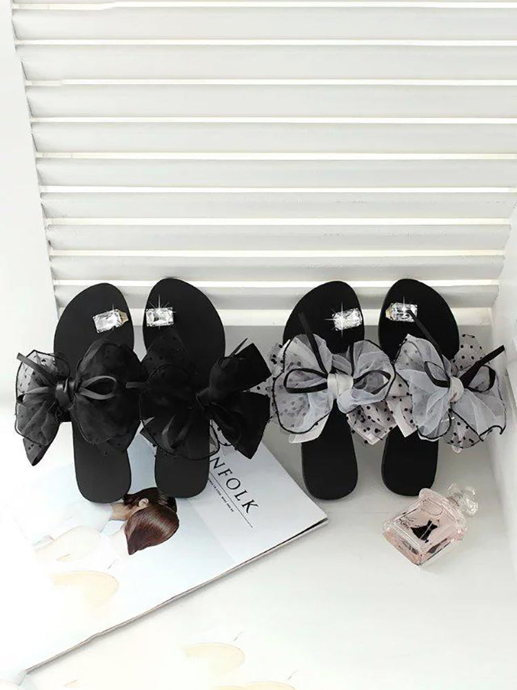 Bow Rhinestone Flat Slipper