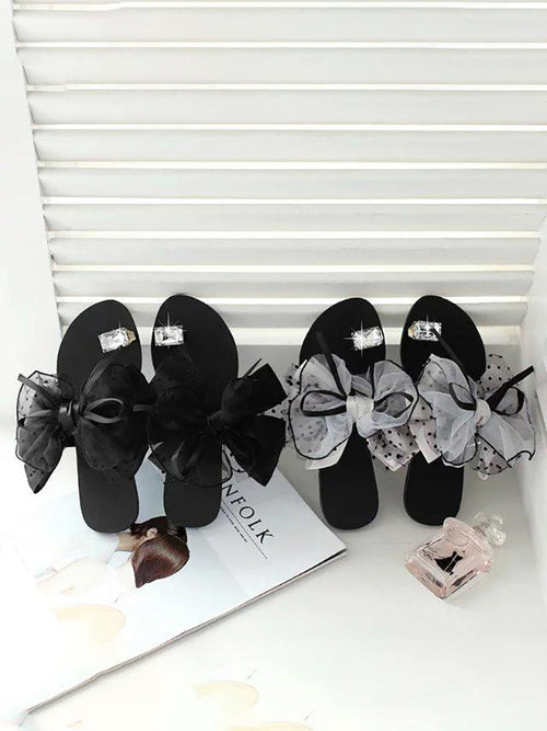 Bow Rhinestone Flat Slipper