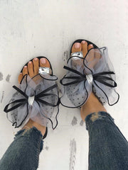 Bow Rhinestone Flat Slipper