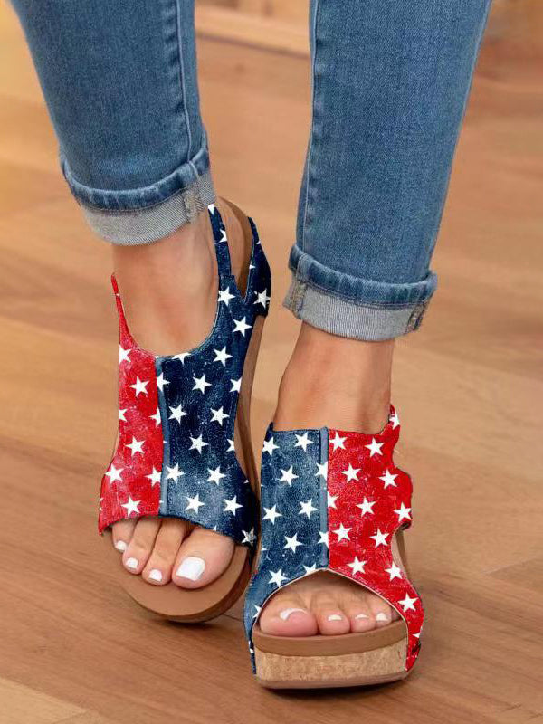 Peep Toe Studded Wedge Roman Sandal