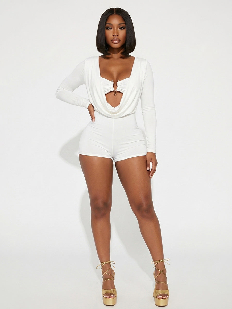 Strapless Metal Detail Top Romper Set