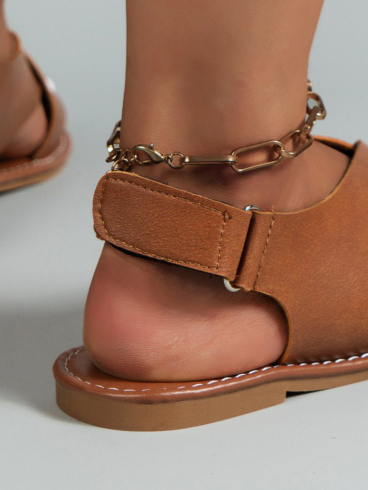 Cross Strap Wide Band Open Toe Sandal