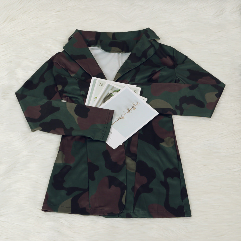 Two Piece Print Jacket High Footless Stockings Set