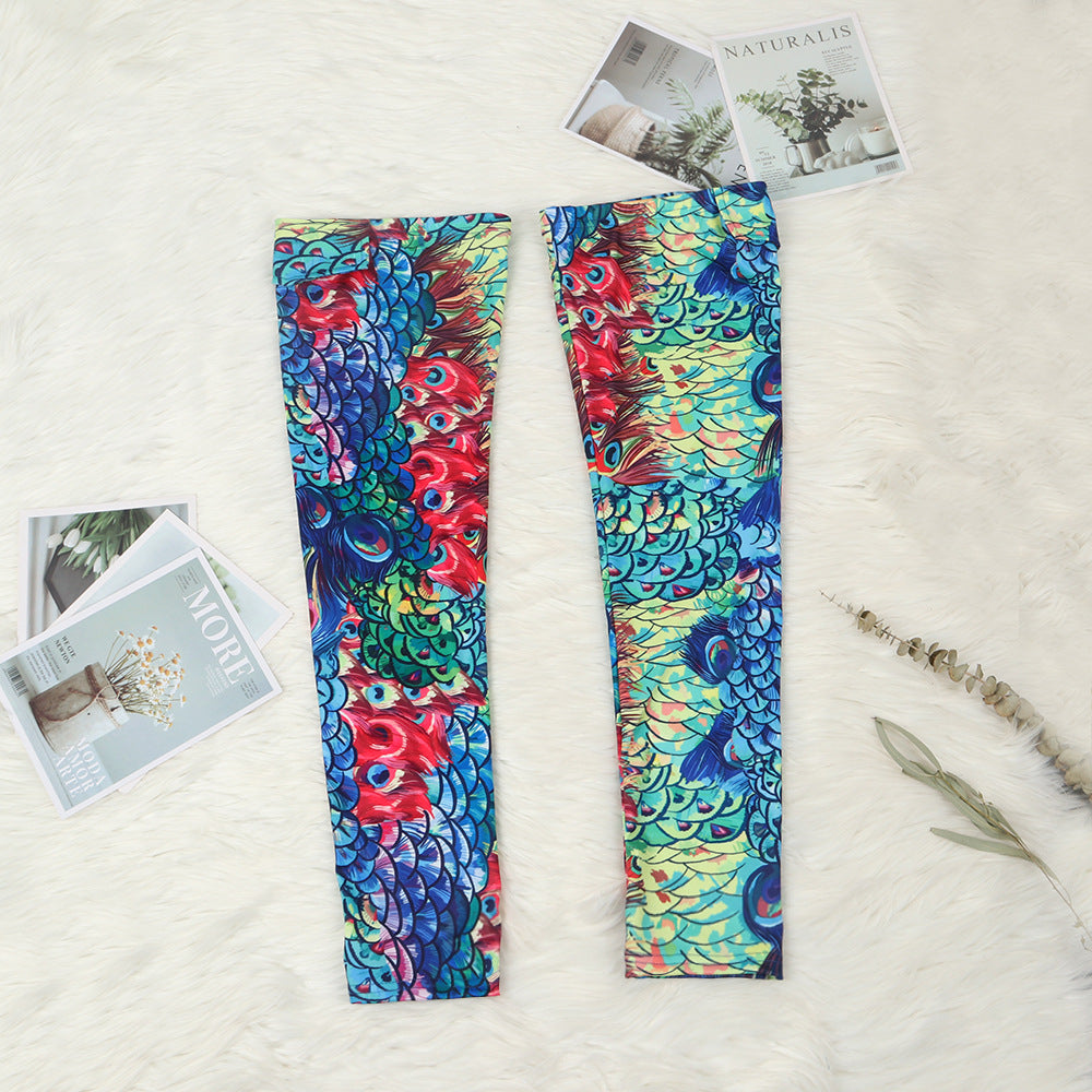 Two Piece Print Jacket High Footless Stockings Set