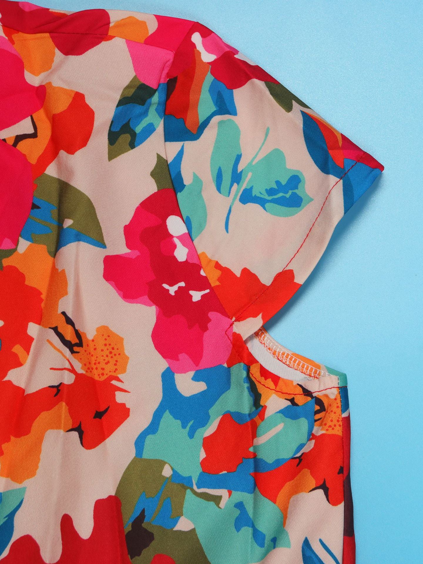 Short Sleeve Floral Print Maxi Dress