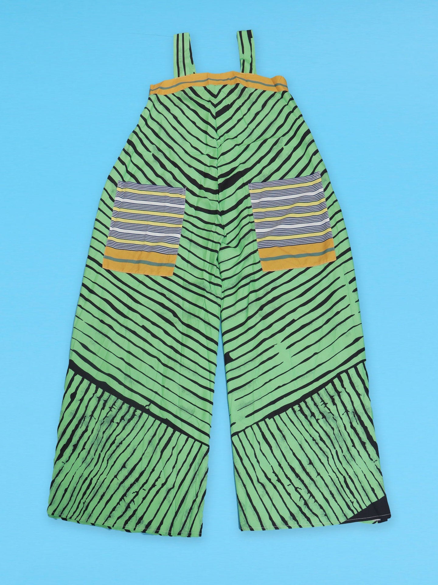 Strap Print Pockets Wide Leg Jumpsuit