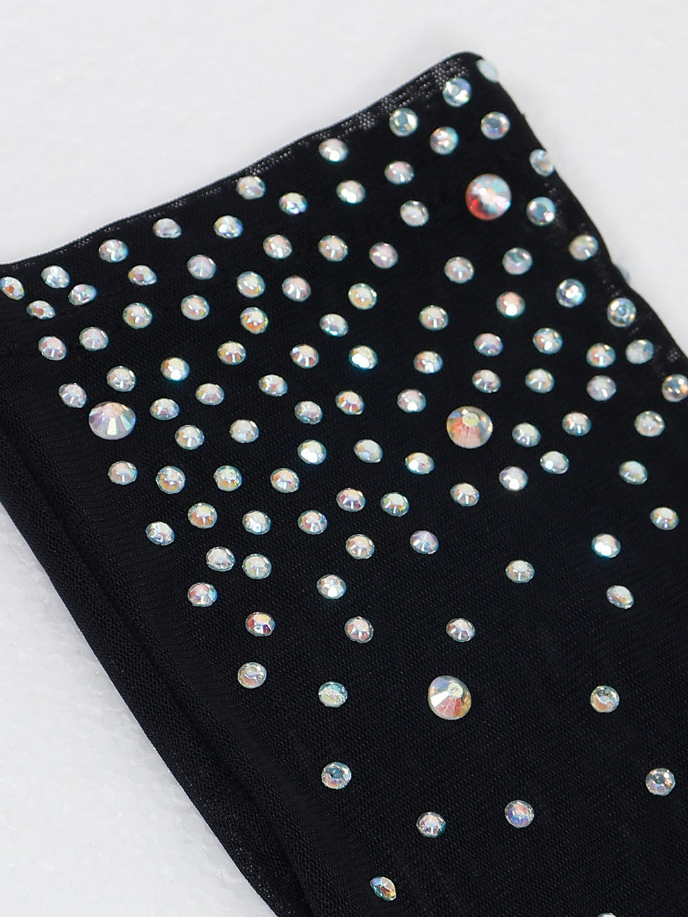 Rhinestone Mesh Patchwork Zip Up Romper