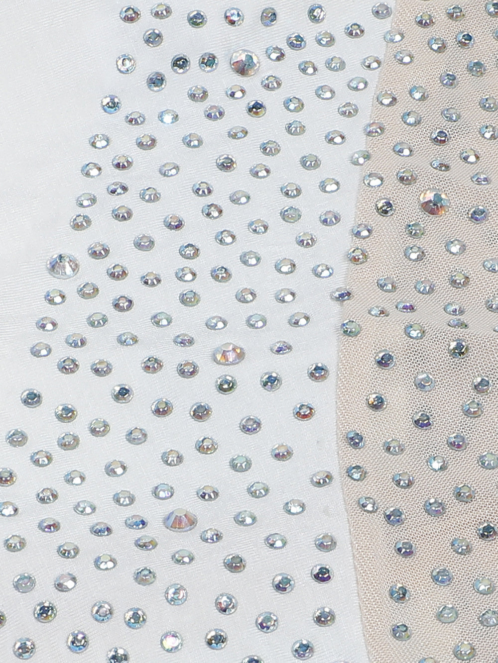 Rhinestone Mesh Patchwork Zip Up Romper