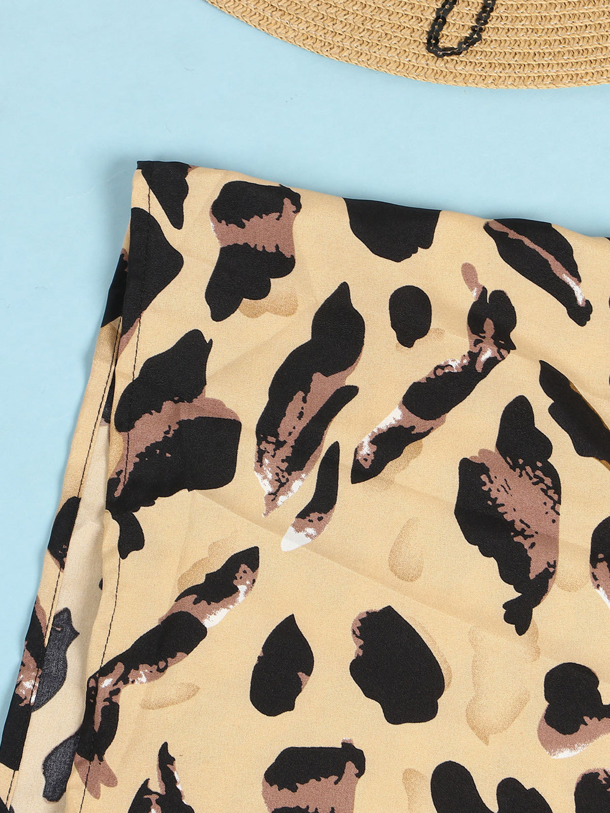 Sleeveless Ruffle Leopard Patchwork Maxi Dress