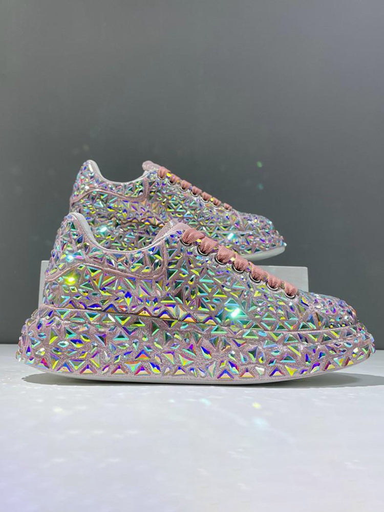 Rhinestone Lace-Up Chunky Sneaker