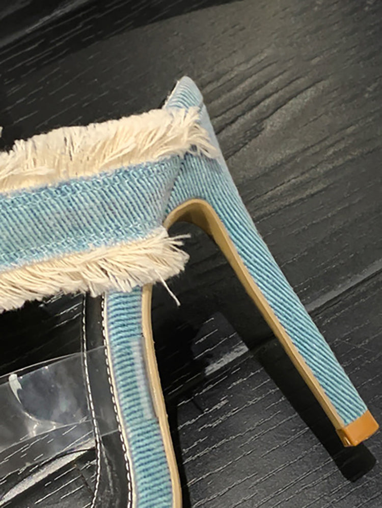 Denim Spiral Strap Sandal