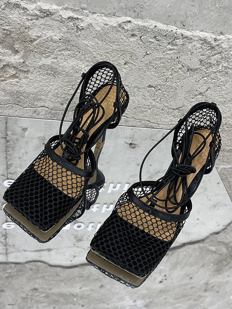 Hollow Out  Crossed Straps High Heel Sandal