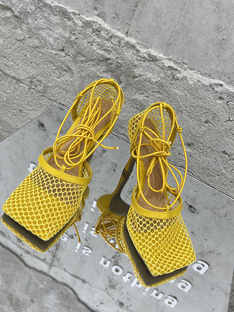 Hollow Out  Crossed Straps High Heel Sandal