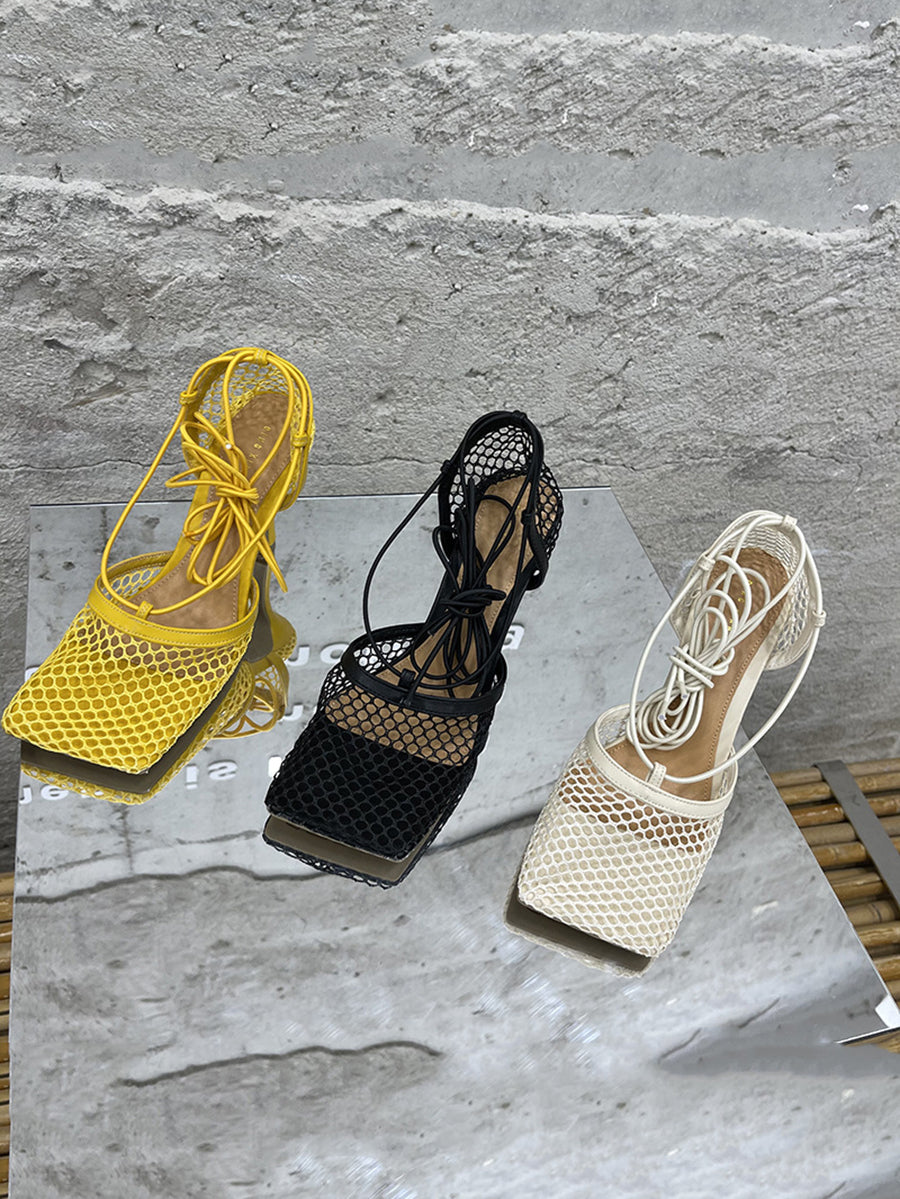 Hollow Out  Crossed Straps High Heel Sandal