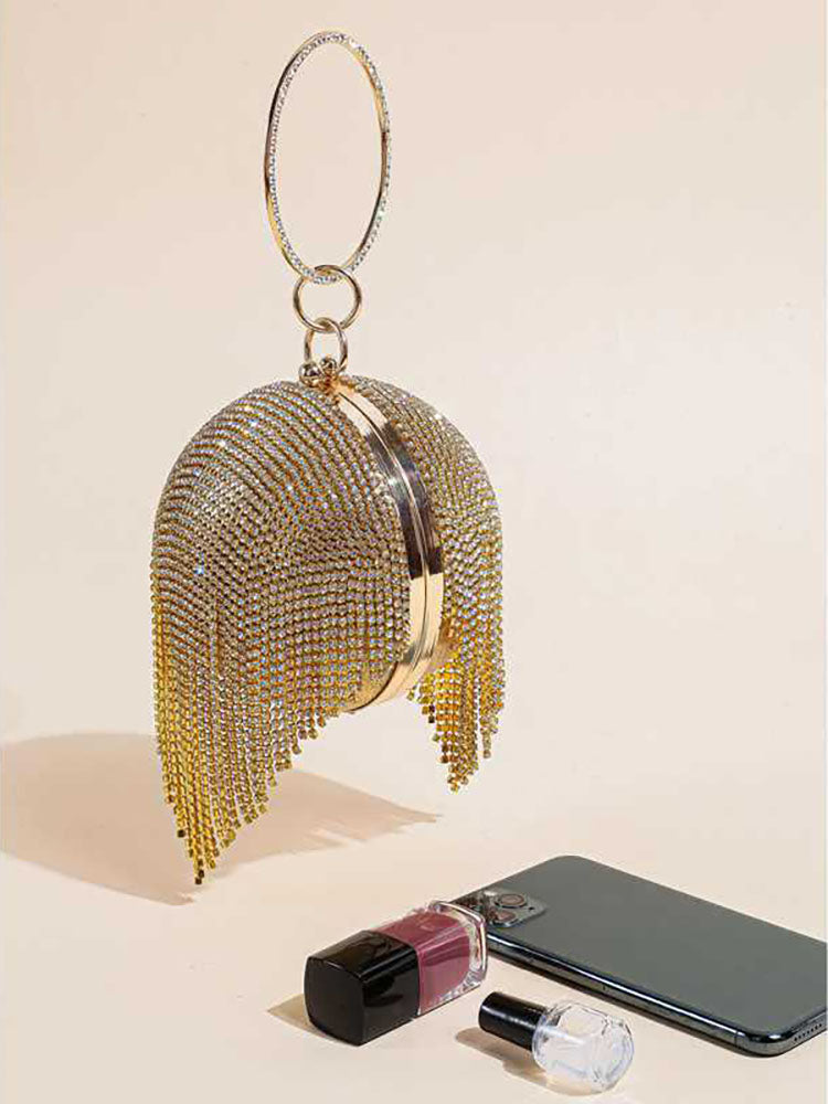Rhinestone Tassel Clutch Handbag