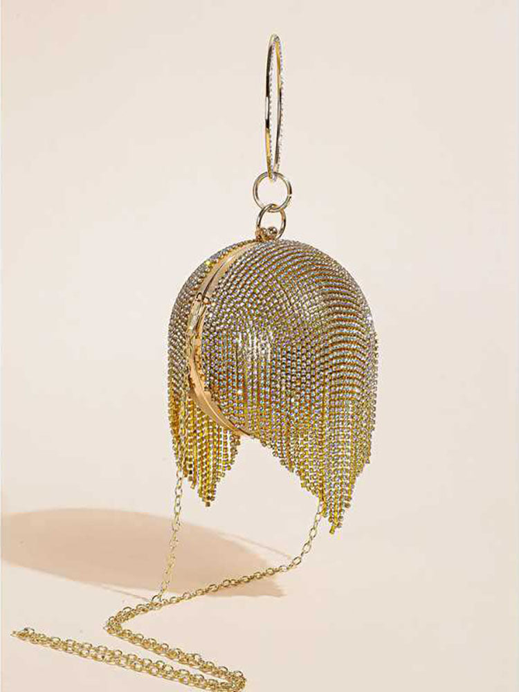 Rhinestone Tassel Clutch Handbag